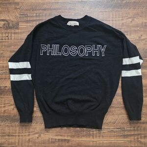Philosophy Black and White Crewneck Sweater Women's XS Stripe Sleeve